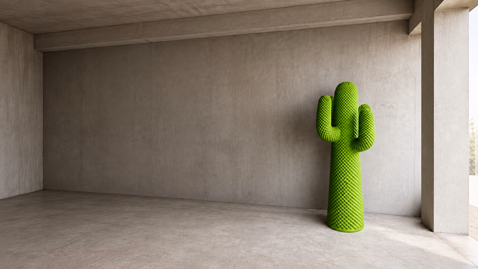 Gufram green Cactus sculptural coat stand in a modern interior