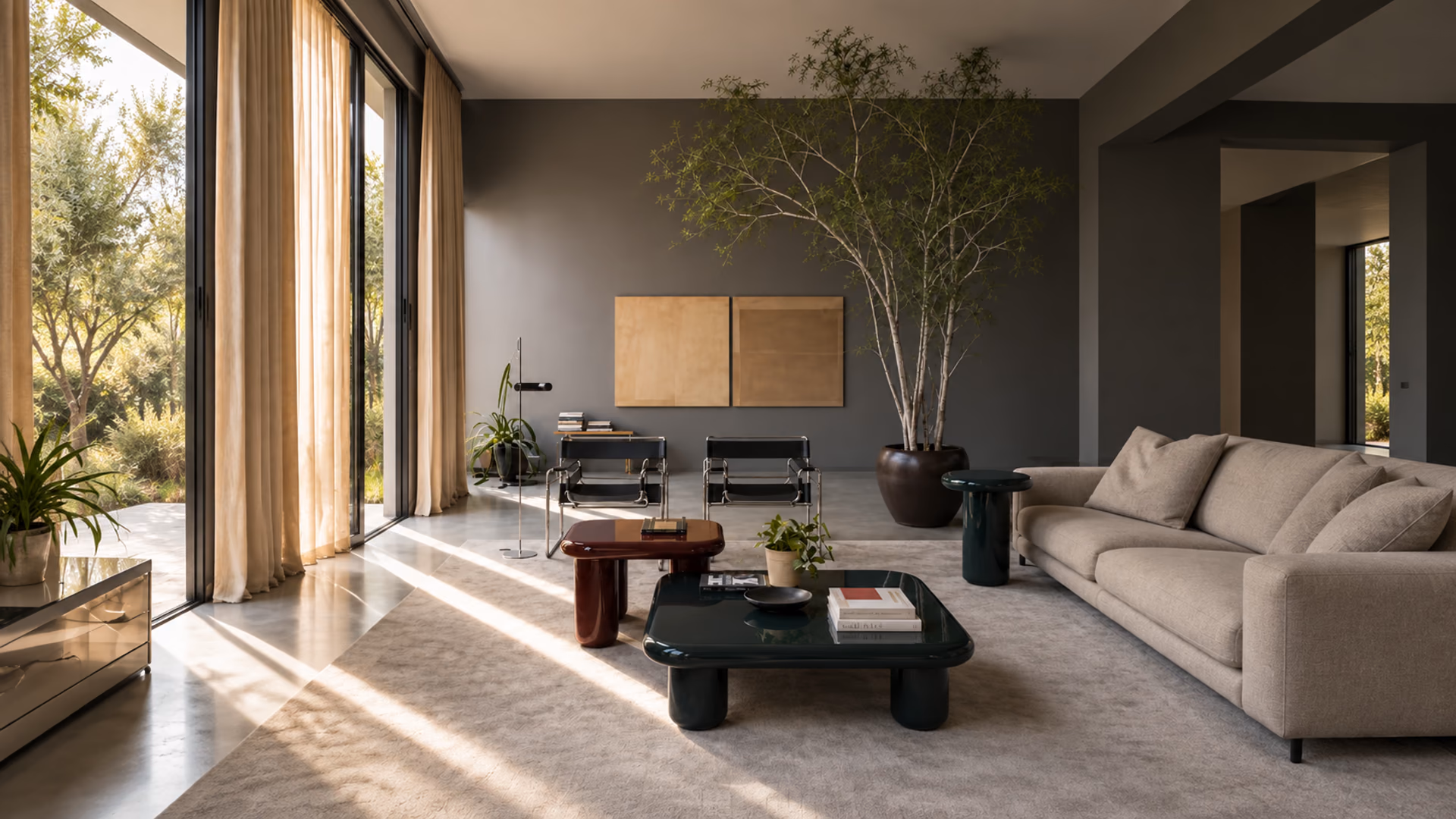 Mogg sculptural coffee tables arranged in a contemporary interior
