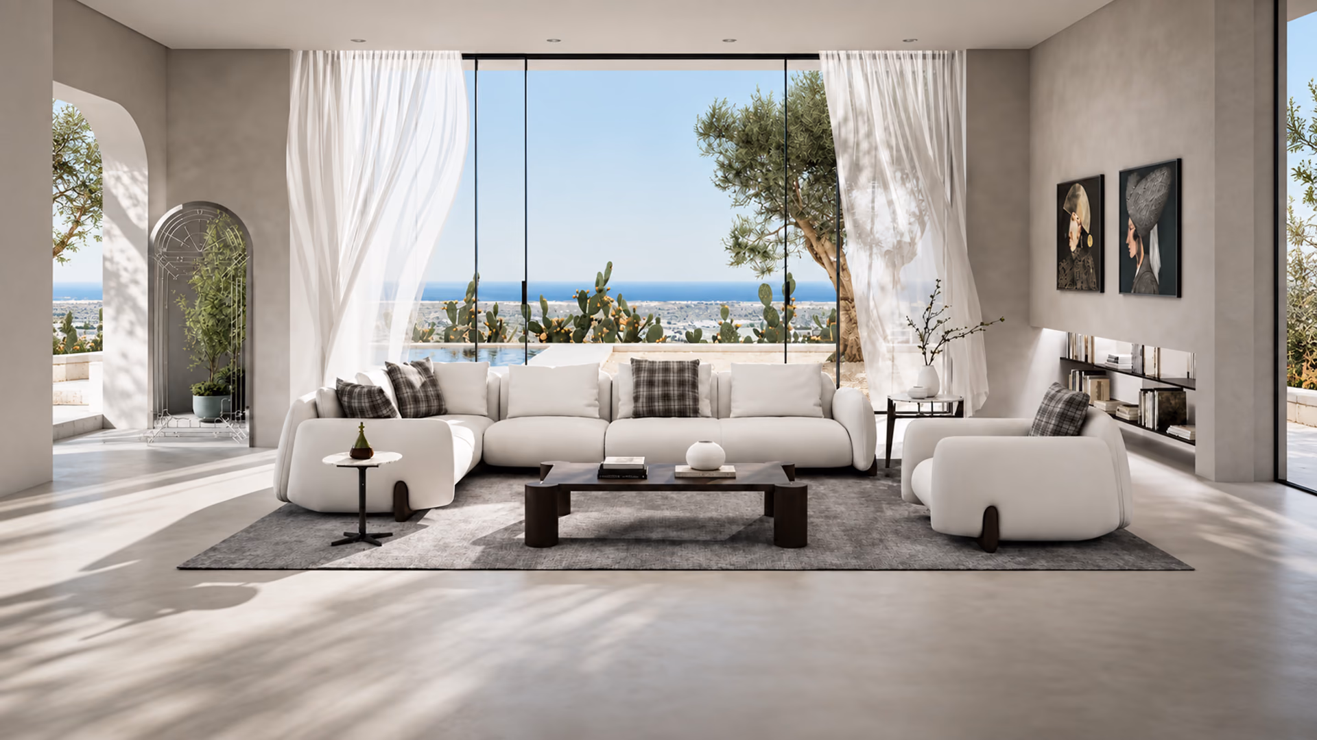 Natuzzi Italia white sectional sofa in a contemporary living room