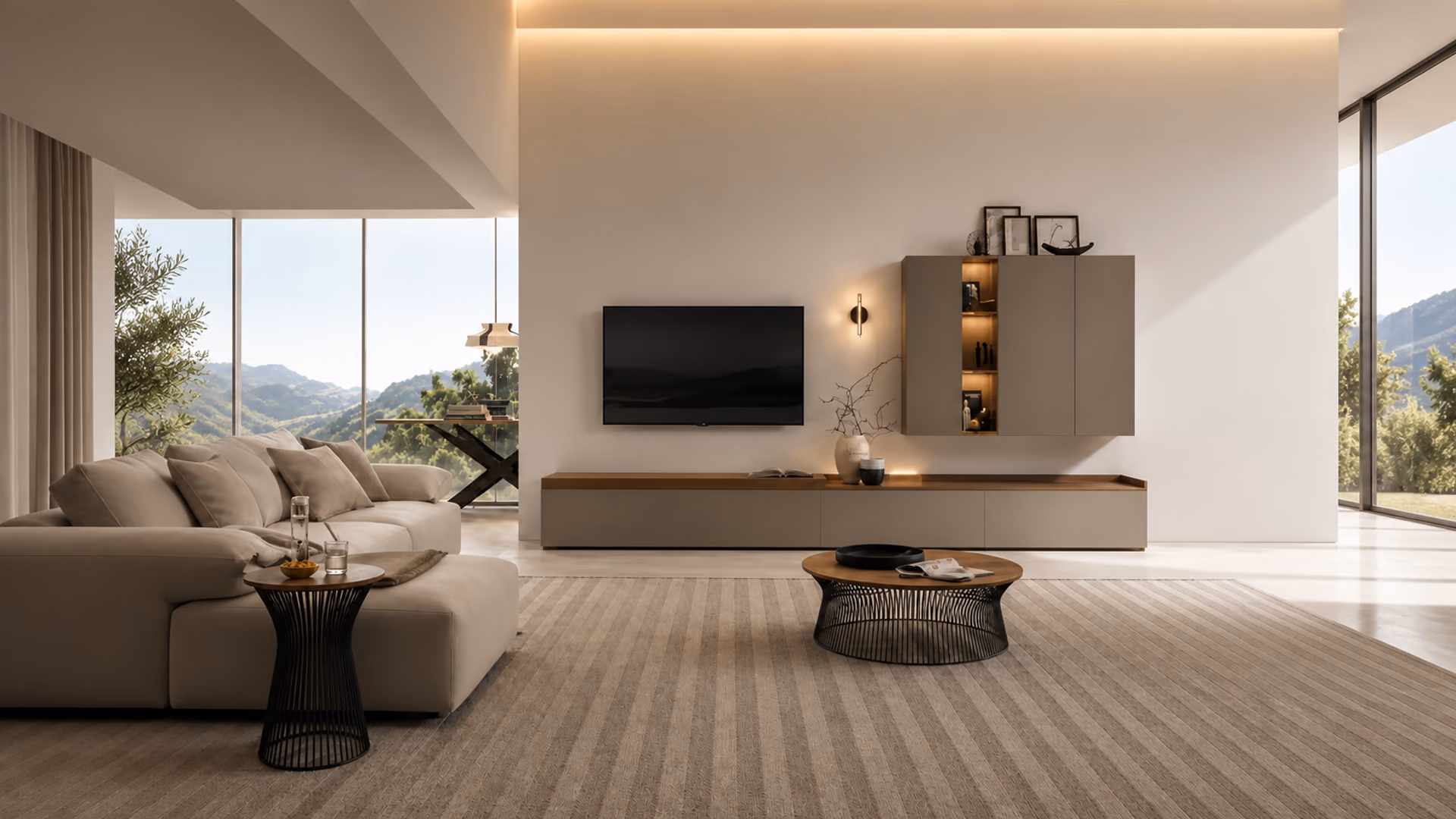 Tomasella living-room storage and television console with coordinated shelving