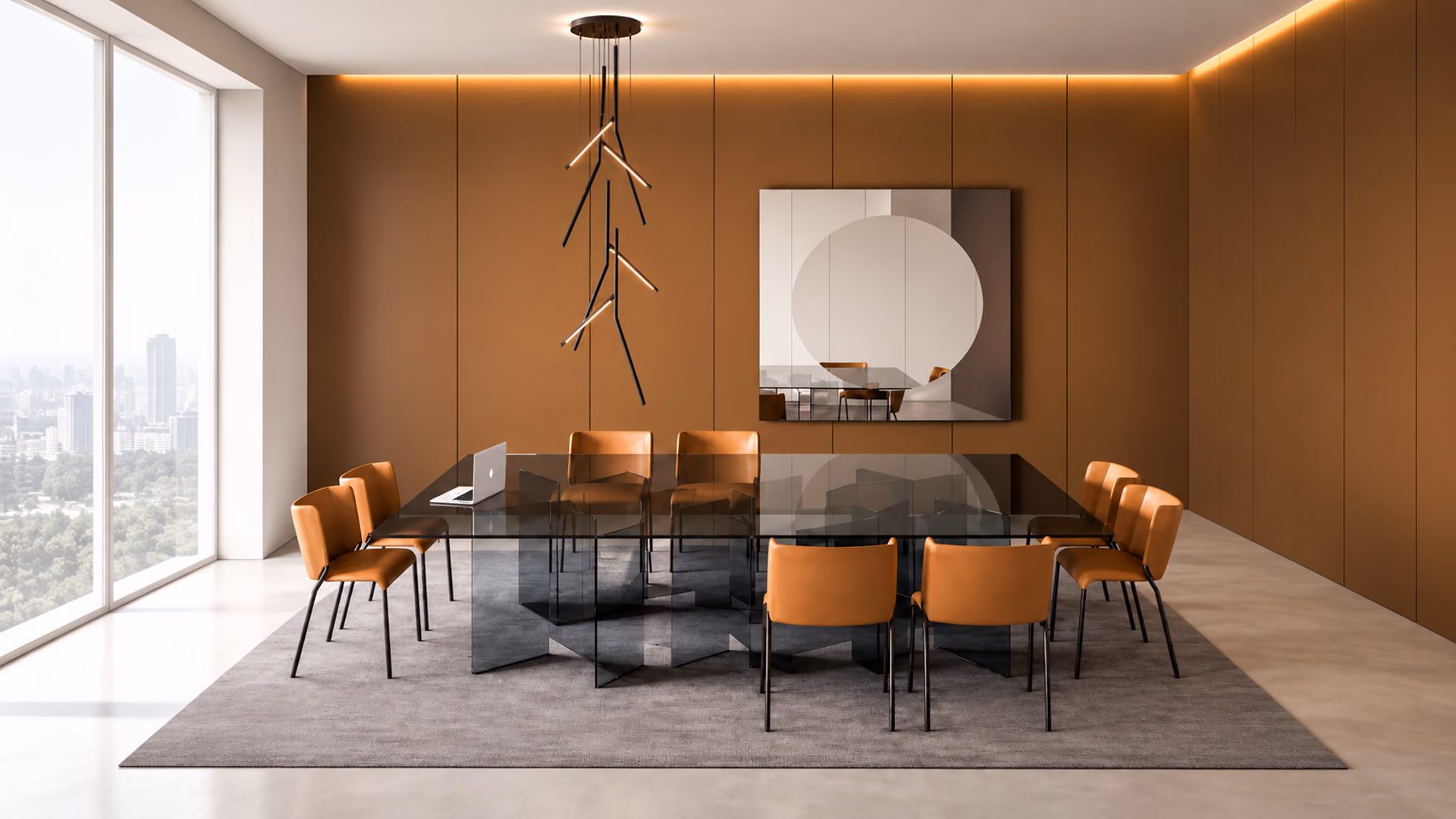 Tonelli Design smoked glass dining table in a contemporary interior