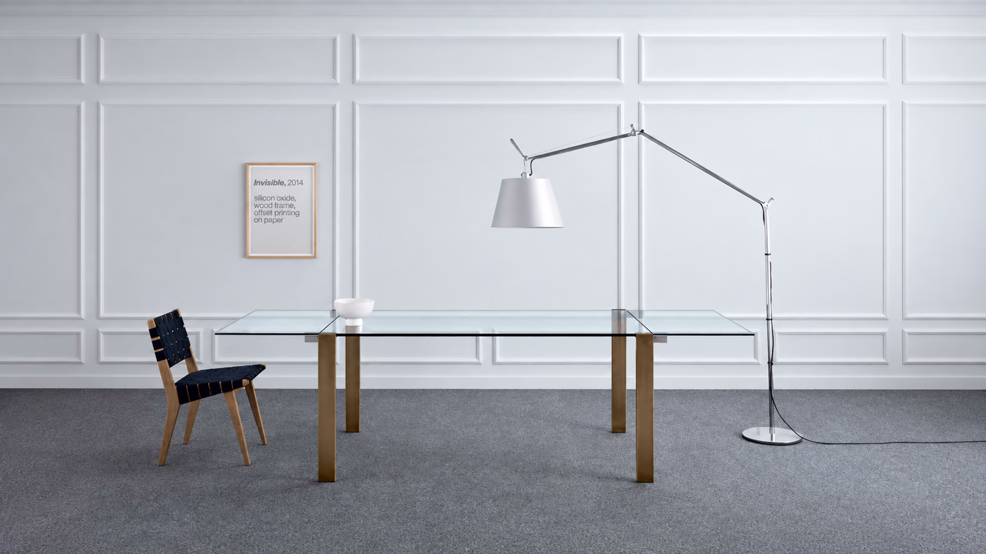Tonelli Livingstone extending glass dining table with warm metal legs