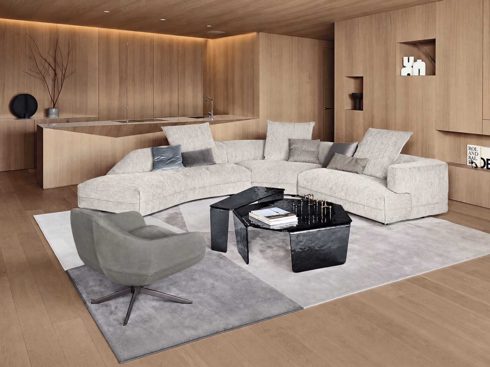 Arketipo: The Starman sofa brings generous upholstered curves to a contemporary living room.