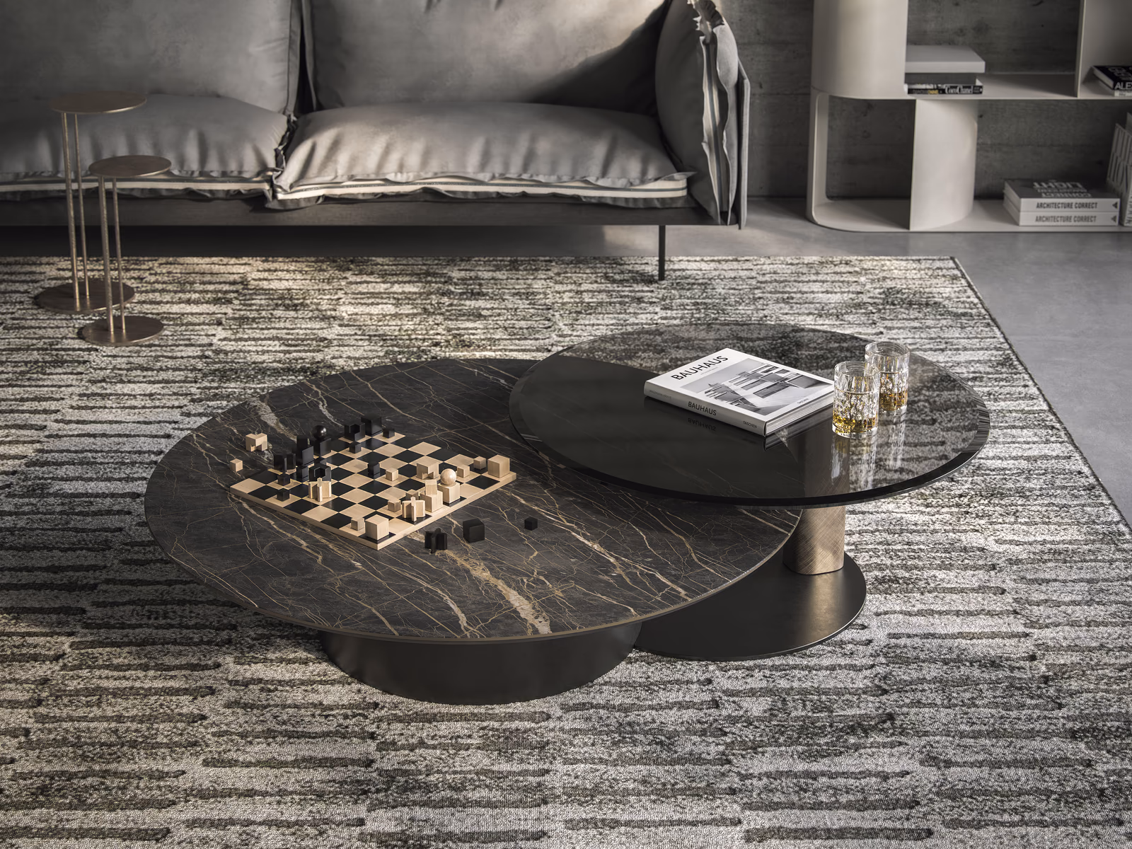 Cattelan Italia: An Arena Keramik Bond coffee table creates a focal point within a furnished living room.