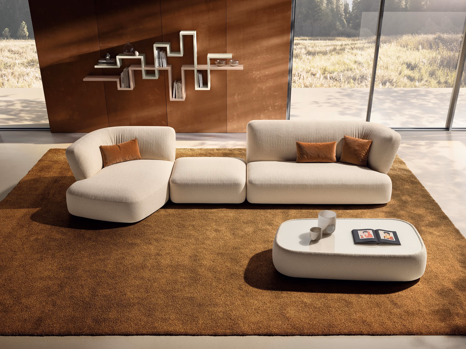Lago: A Londy sofa creates a generous seating area in a contemporary LAGO interior.