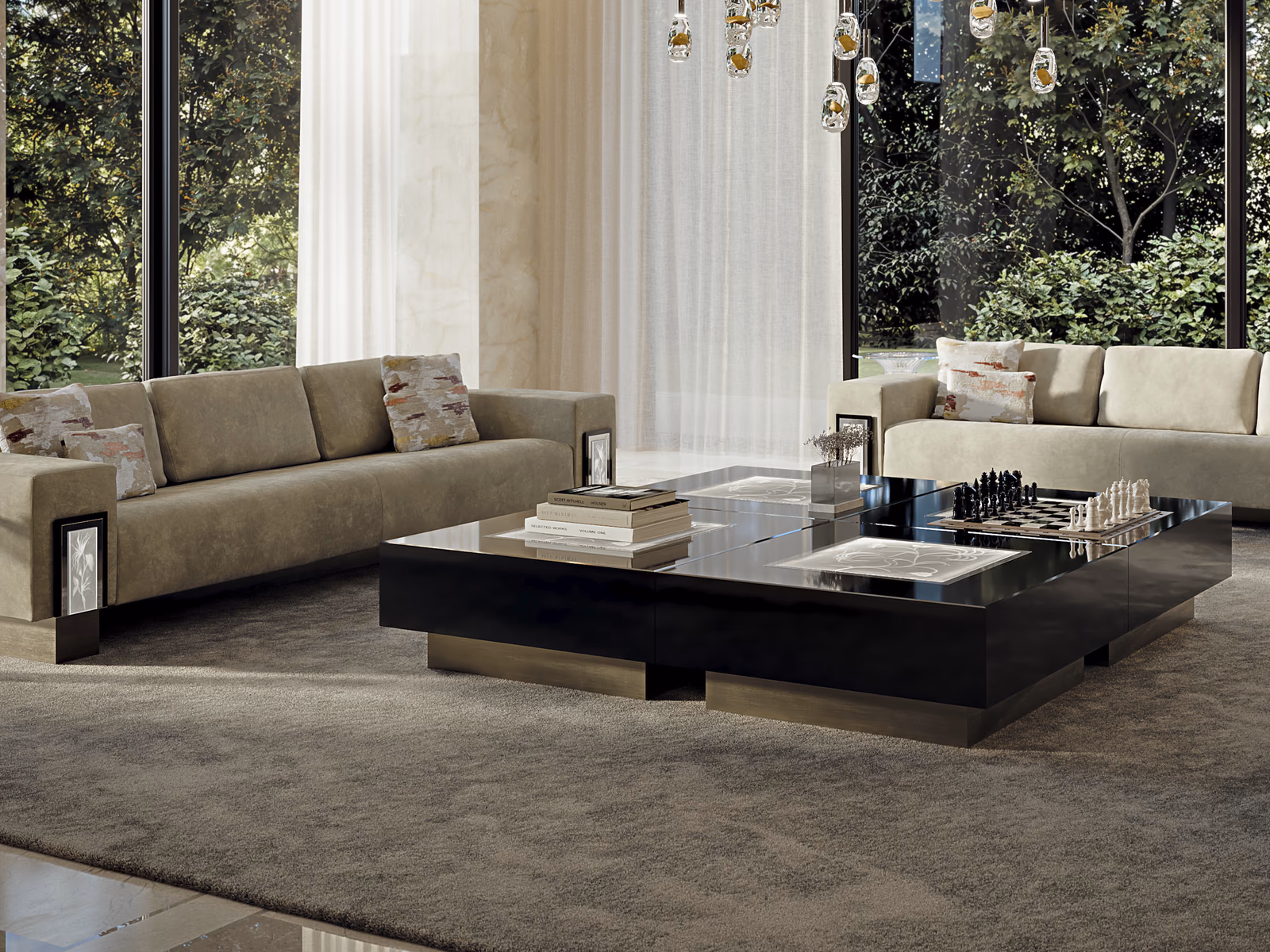 Reflex: A Palazzo Ducale 40 table is shown within a coordinated Reflex living room.